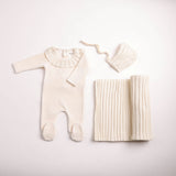 Bee & Dee Linen Velour Pleated Knit Collar Layette Set