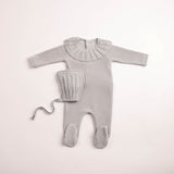 Bee & Dee London Fog Pleated Knit Collar Velour Footie/Bonnet