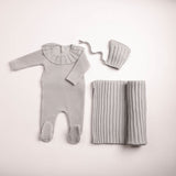 Bee & Dee London Fog Velour Pleated Knit Collar Layette Set