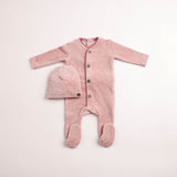 Bee & Dee Old Rose Print Trim Velour Footie/Beanie