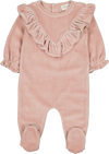 Louis Louise Pink Velour Footie