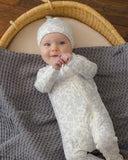 Quincy Mae Ivory Cloud Floral Bamboo Zip Footie