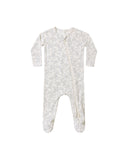 Quincy Mae Ivory Cloud Floral Bamboo Zip Footie