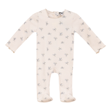 Whipped Cocoa Blue Fine Rib Floral Footie