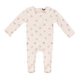 Whipped Cocoa Pink Fine Rib Floral Footie