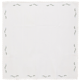 Apricot Off White/Blue Rib Knit Blanket