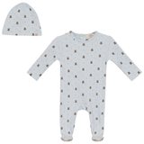 Lux Blue Bear Check Footie and Hat