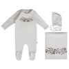 Citrine Warm White/Pink Embroider Garden Layette Set