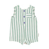 Piupiuchik White/Green Stripe Short Jumpsuit