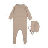 Peluche Taupe Signature Knit Footie/Bonnet