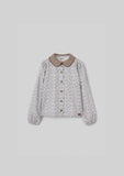 Popelin Micro Flower with Brown Collar Blouse and Culotte
