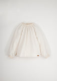Popelin Off White Blouse with Lace