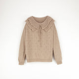 Popelin Beige Jersey With Double Frill Collar