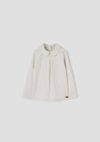 Popelin Off White Blouse With Pleat