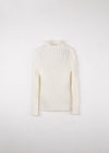 Popelin Off White Funnel Collar Top