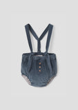 Popelin Grey Blue Corduroy Culotte with Straps