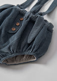 Popelin Grey Blue Corduroy Culotte with Straps