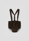 Popelin Brown Velvet Culotte with Straps