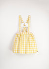 Popelin Yellow Check Dungaree Skirt with Strap
