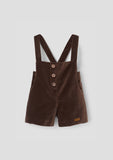 Popelin Brown Velvet Dungaree with Crossover Strap