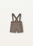 Popelin Brown Herringbone Short Overalls with Cross Strap