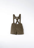 Popelin Green Velvet Short Overalls with Embroider Applique
