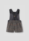 Popelin Grey Herringbone Wool Contrasting Dungaree