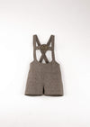 Popelin Brown Oxford Short Overalls with Embroider Applique