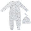 Kipp White Blue Lil Blooms Footie and Hat