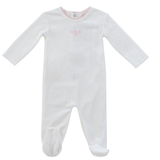 Kipp White Pink Flutter Footie
