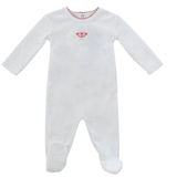 Kipp White Red Flutter Footie
