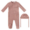 Kipp Pink Tiny Miracles Velour Footie and Bonnet