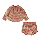 Emile Et Ida Vichy Embroider Embroider Blouse/Bloomer