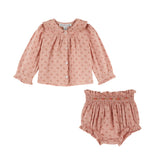 Emile Et Ida Rosemary Smocked Embroider Blouse/Bloomer