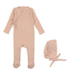 Lilette Shell Pink Pinpoint Footie and Bonnet