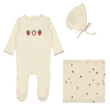 Lilette Ivory Strawberry Embroidered Fruit Layette Set