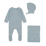 Bee & Dee Storm Blue Knit Patchwork Layette Set