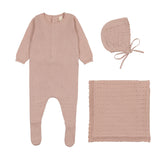 Lilette Pink Dot Knit Layette Set