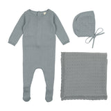 Lilette Blue Dot Knit Layette Set