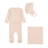 Bee & Dee Blossom Pink Pointelle Engraved Plaque Layette Set