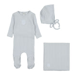 Bee & Dee Powder Blue Pointelle Engraved Plaque Layette Set