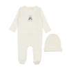 Lilette White Bear Embroidered Footie and Hat