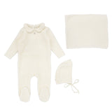 Lilette Cream Velour Collar Layette Set