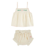 Emile Et Ida Ecru Bretellas Top and Bloomer