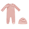 Kipp Pink Embroidered Footie and Hat