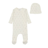 Bee & Dee Ivory Girls Wheat Print Pointelle Footie