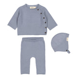 MarMar Blue Knit Sweater Set and Bonnet