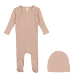 Lilette Blush Side Snap Footie and Beanie
