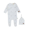 Bondoux Baby White Boy Bird Footie and Hat