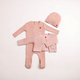 Bee & Dee Caramel Velour Cardigan Footie/Beanie